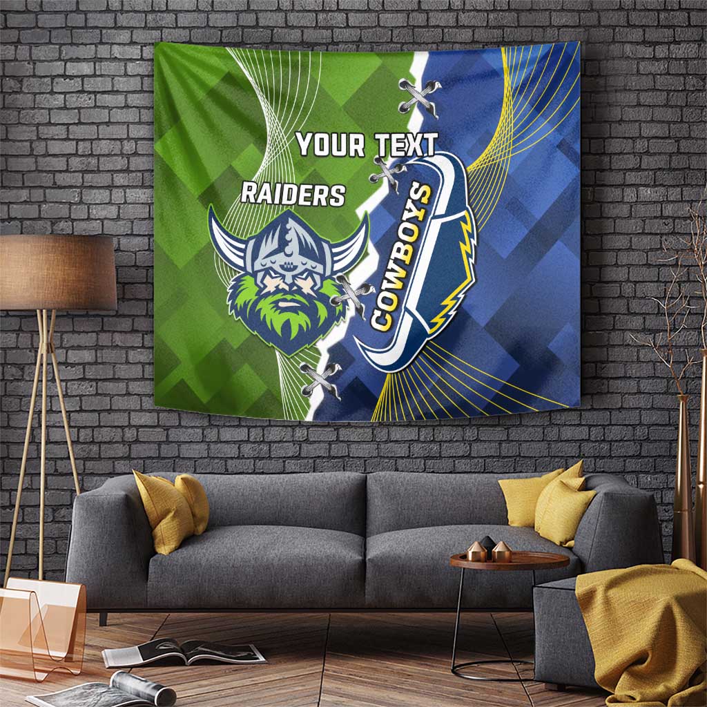 Personalised Cowboys And Raiders Rugby Tapestry Sporty Version - Vibe Hoodie Shop