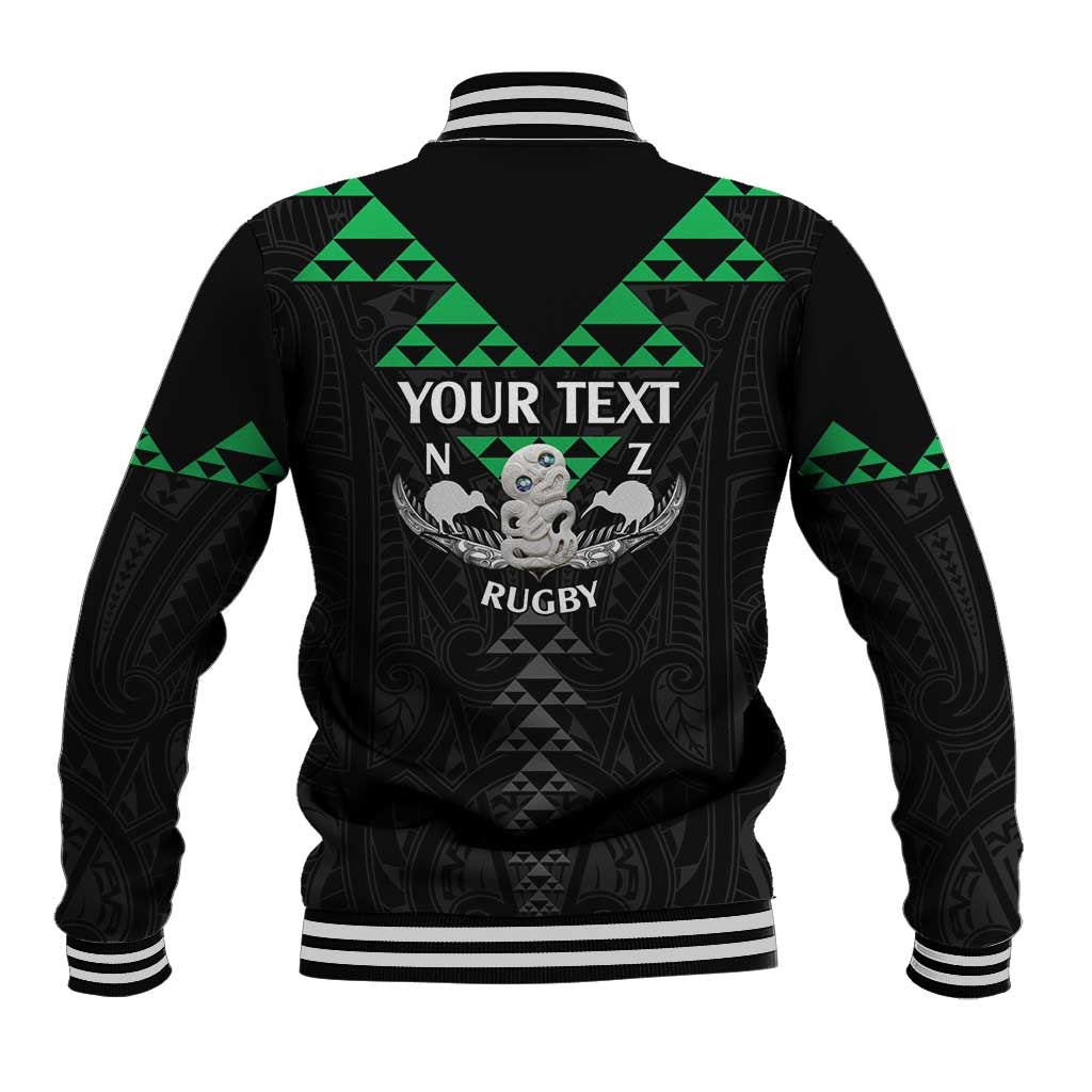 Personalised Aotearoa Rugby Baseball Jacket New Zealand Maori Kete Matauranga Pattern - Vibe Hoodie Shop