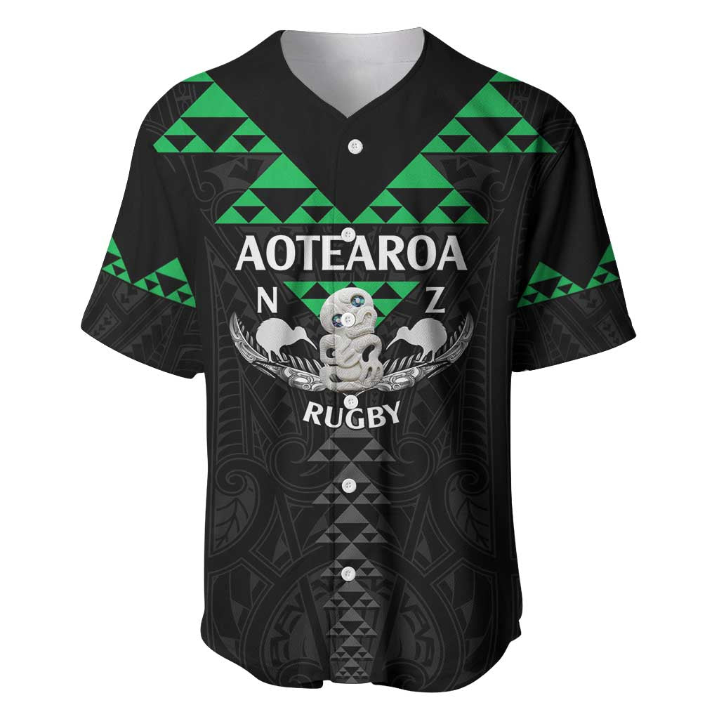 Personalised Aotearoa Rugby Baseball Jersey New Zealand Maori Kete Matauranga Pattern - Vibe Hoodie Shop