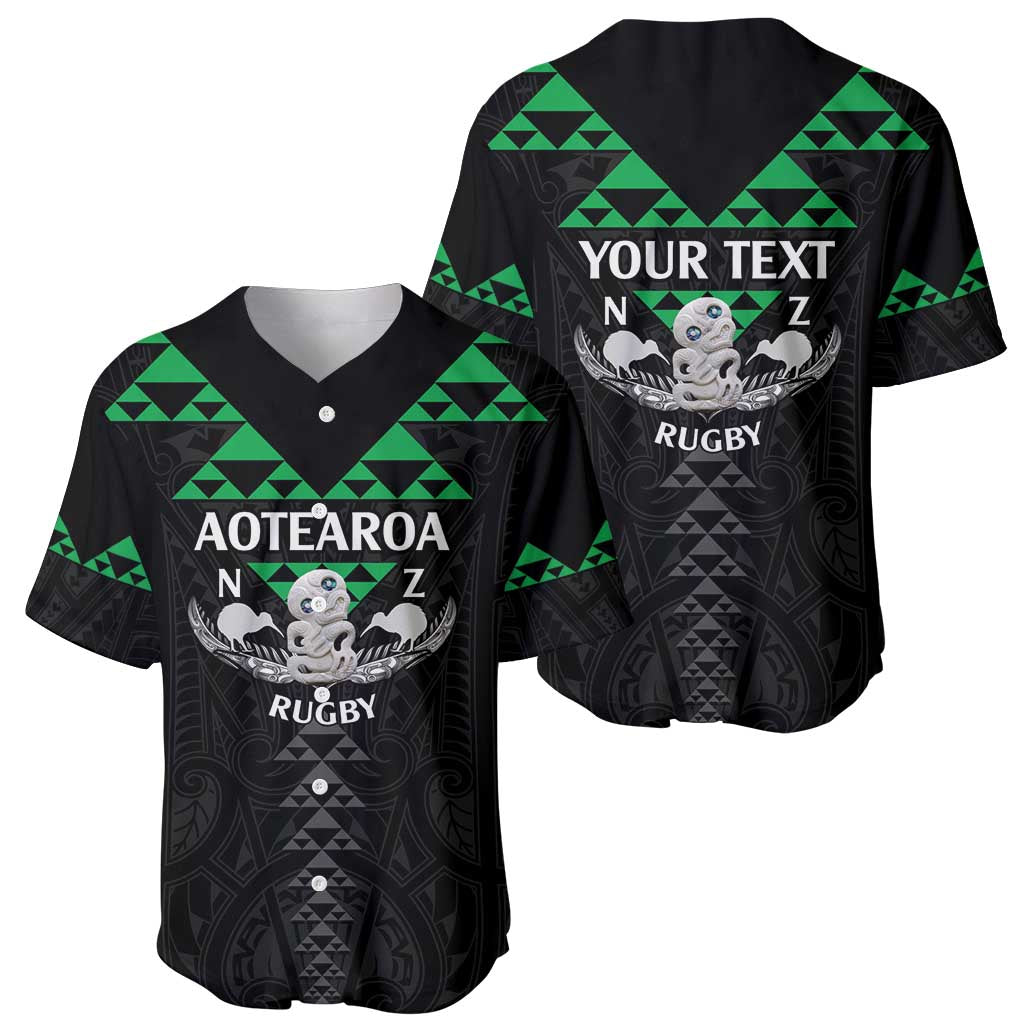 Personalised Aotearoa Rugby Baseball Jersey New Zealand Maori Kete Matauranga Pattern - Vibe Hoodie Shop