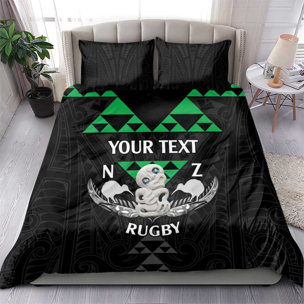 Personalised Aotearoa Rugby Bedding Set New Zealand Maori Kete Matauranga Pattern - Vibe Hoodie Shop