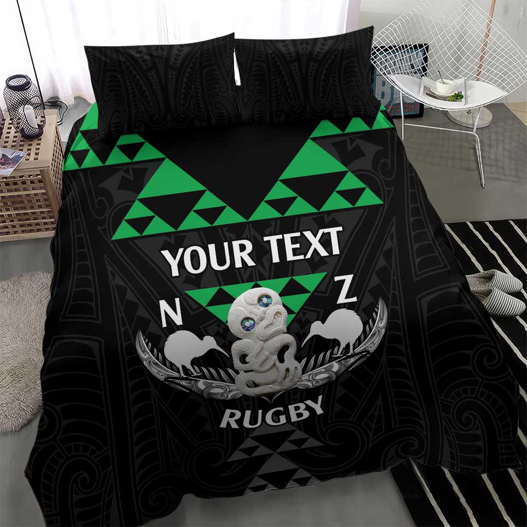 Personalised Aotearoa Rugby Bedding Set New Zealand Maori Kete Matauranga Pattern - Vibe Hoodie Shop