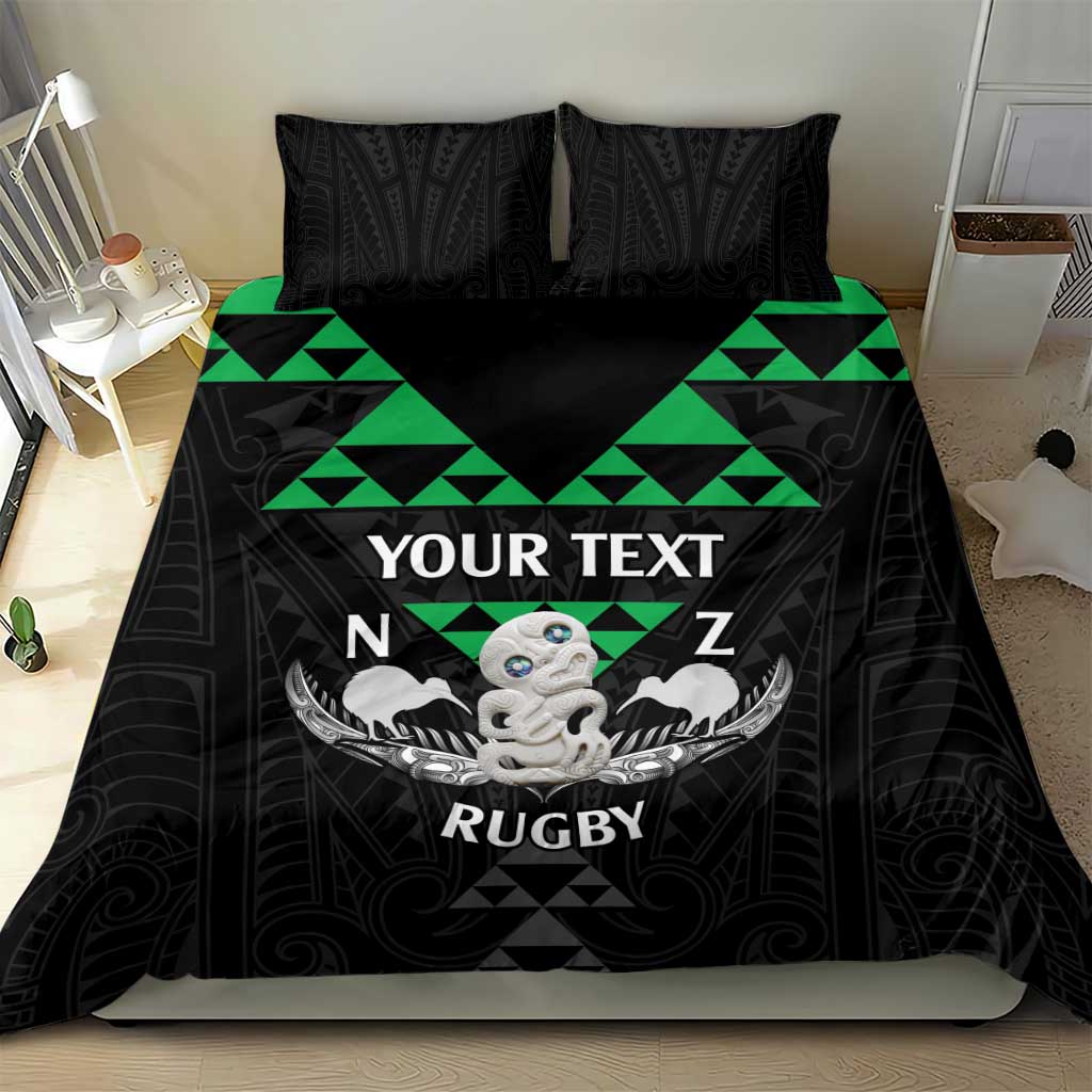 Personalised Aotearoa Rugby Bedding Set New Zealand Maori Kete Matauranga Pattern - Vibe Hoodie Shop