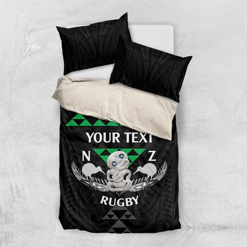 Personalised Aotearoa Rugby Bedding Set New Zealand Maori Kete Matauranga Pattern - Vibe Hoodie Shop