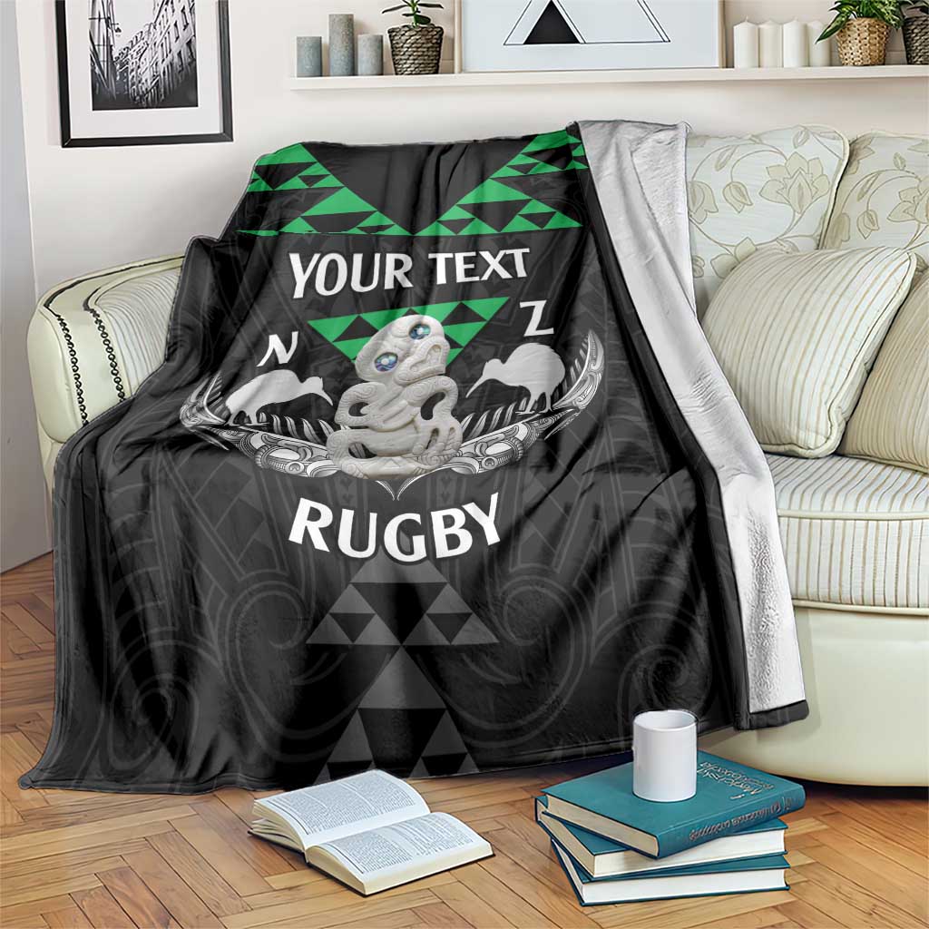 Personalised Aotearoa Rugby Blanket New Zealand Maori Kete Matauranga Pattern - Vibe Hoodie Shop