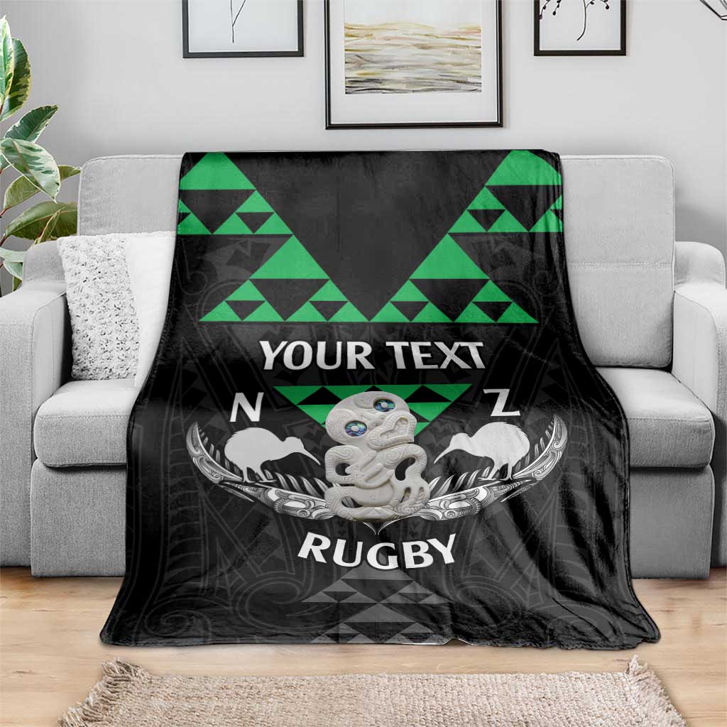 Personalised Aotearoa Rugby Blanket New Zealand Maori Kete Matauranga Pattern - Vibe Hoodie Shop