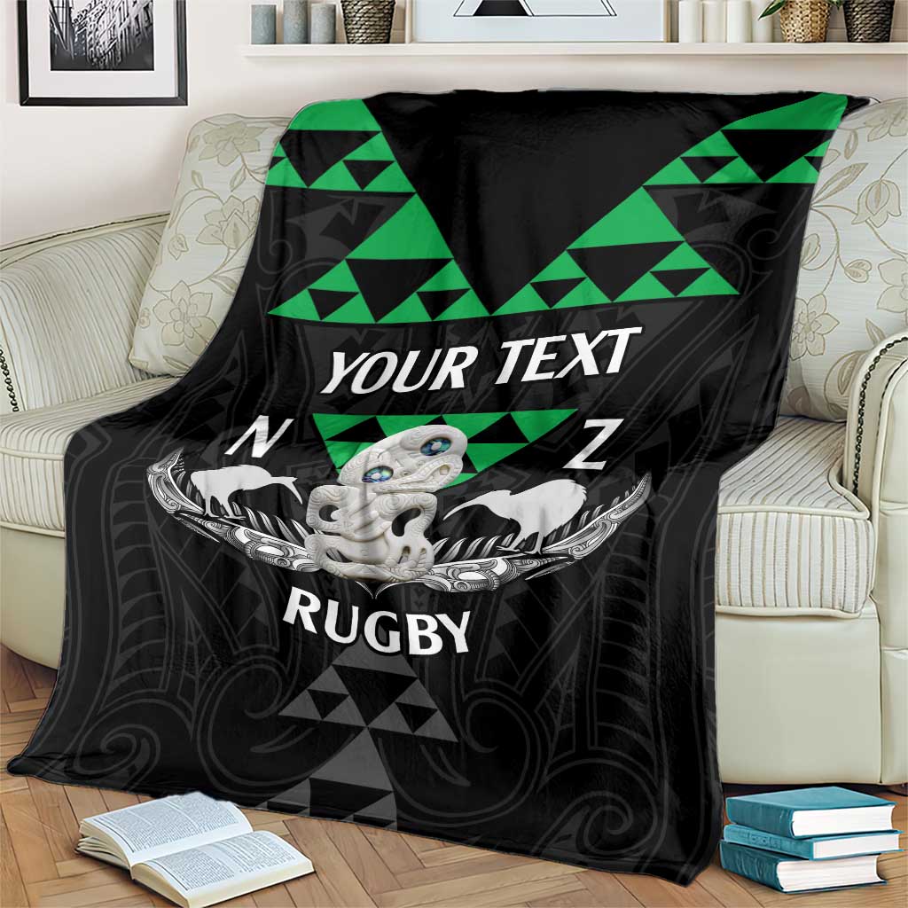 Personalised Aotearoa Rugby Blanket New Zealand Maori Kete Matauranga Pattern - Vibe Hoodie Shop