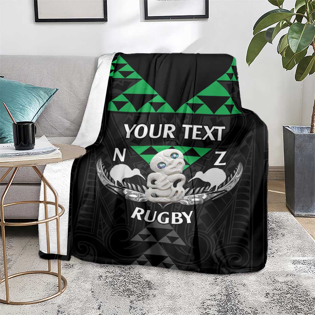 Personalised Aotearoa Rugby Blanket New Zealand Maori Kete Matauranga Pattern - Vibe Hoodie Shop