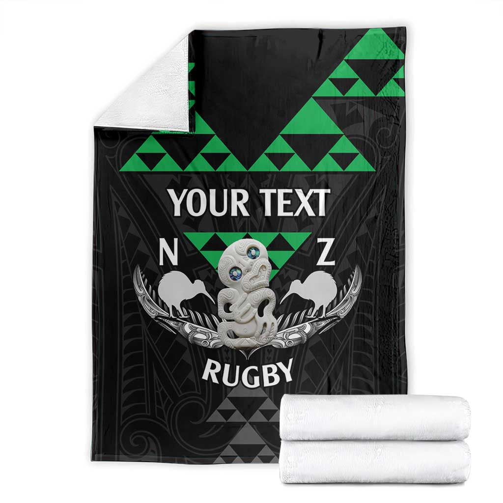 Personalised Aotearoa Rugby Blanket New Zealand Maori Kete Matauranga Pattern - Vibe Hoodie Shop