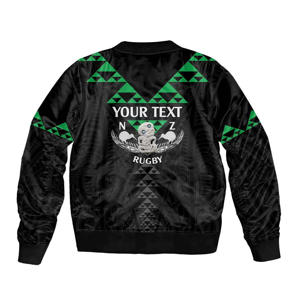 Personalised Aotearoa Rugby Bomber Jacket New Zealand Maori Kete Matauranga Pattern - Vibe Hoodie Shop
