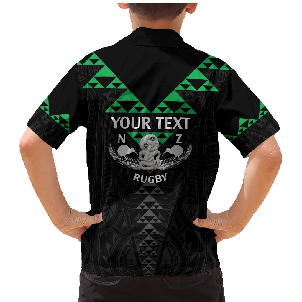 Personalised Aotearoa Rugby Family Matching Mermaid Dress and Hawaiian Shirt New Zealand Maori Kete Matauranga Pattern