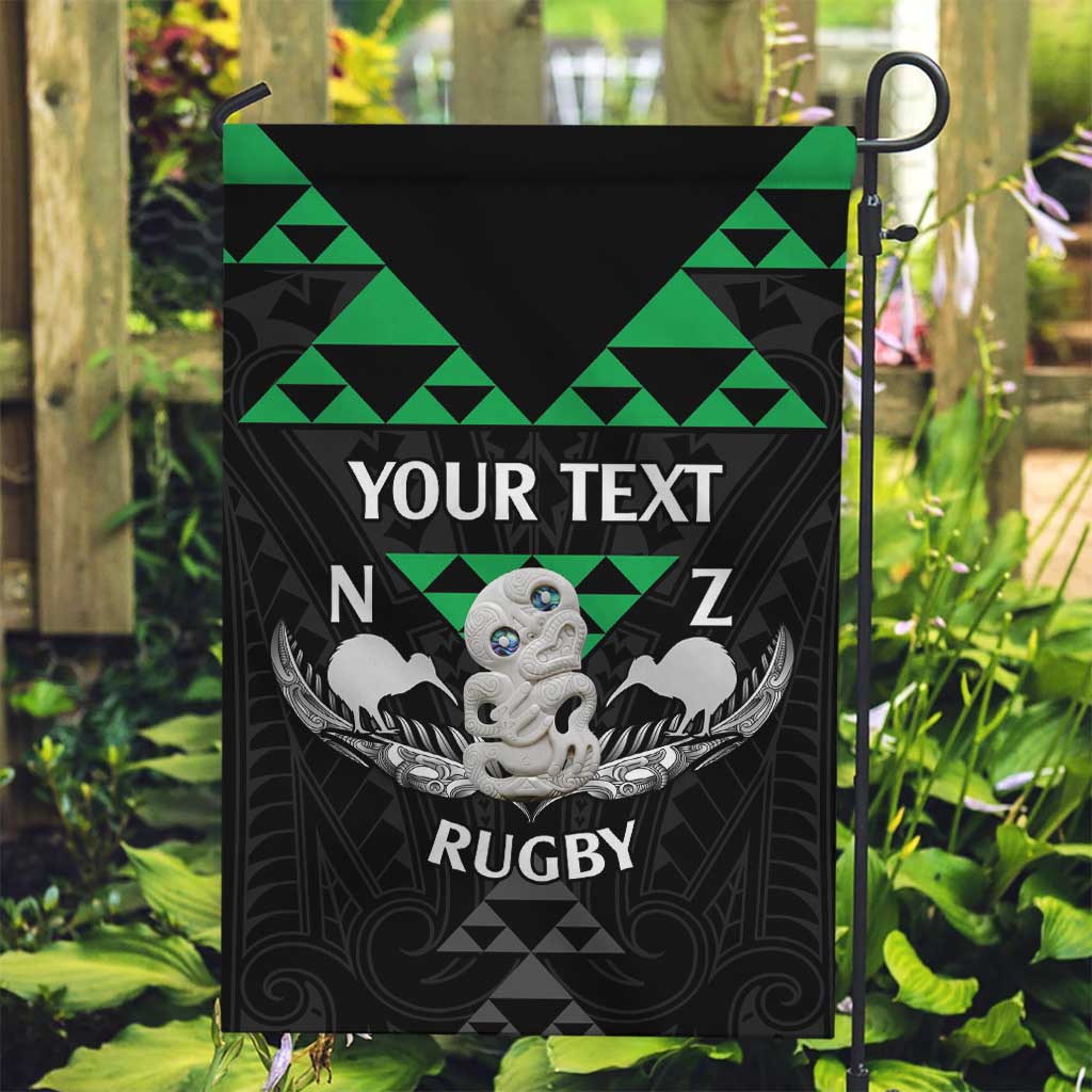 Personalised Aotearoa Rugby Garden Flag New Zealand Maori Kete Matauranga Pattern - Vibe Hoodie Shop