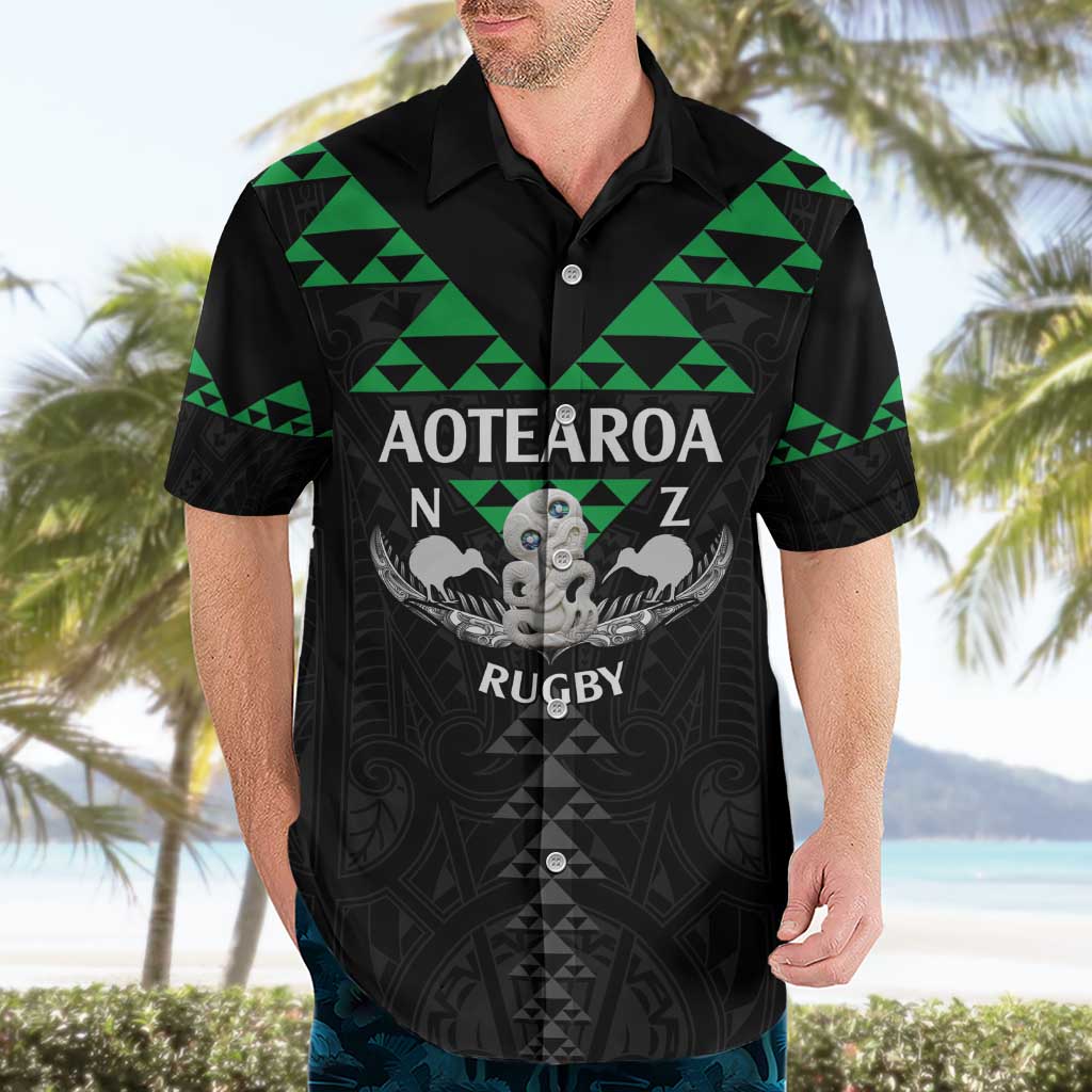 Personalised Aotearoa Rugby Hawaiian Shirt New Zealand Maori Kete Matauranga Pattern - Vibe Hoodie Shop