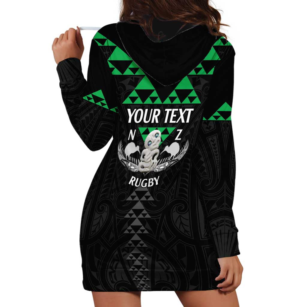 Personalised Aotearoa Rugby Hoodie Dress New Zealand Maori Kete Matauranga Pattern - Vibe Hoodie Shop