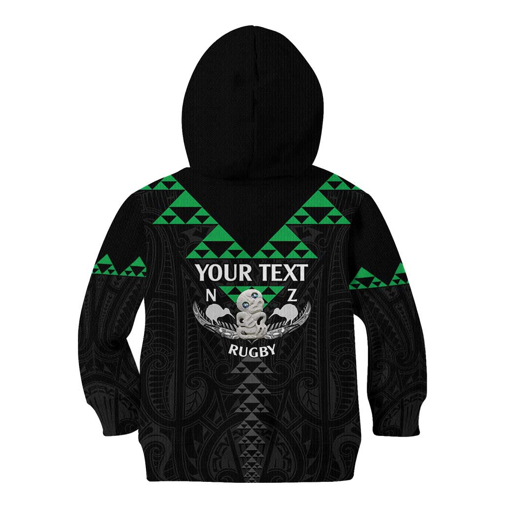 Personalised Aotearoa Rugby Kid Hoodie New Zealand Maori Kete Matauranga Pattern - Vibe Hoodie Shop