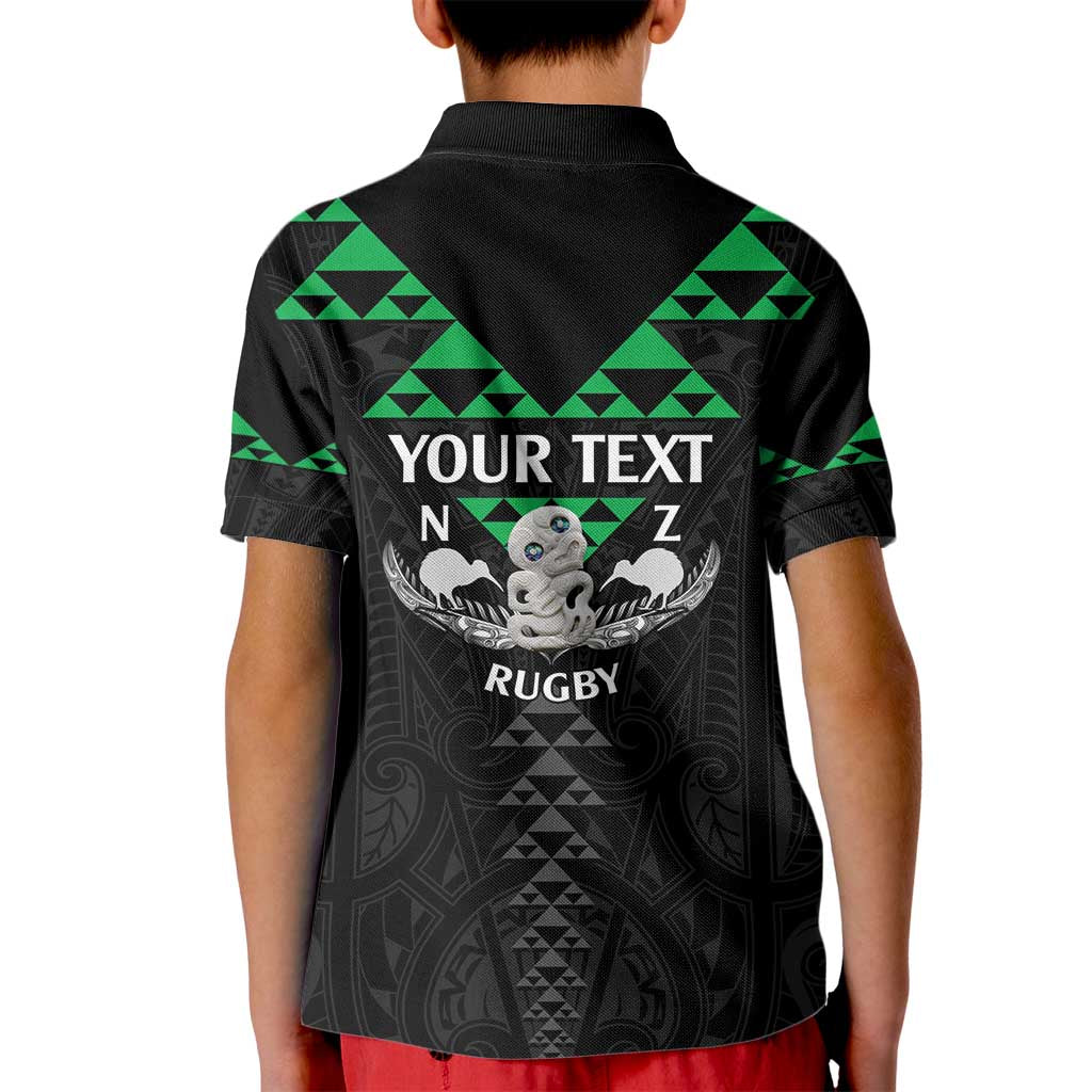 Personalised Aotearoa Rugby Kid Polo Shirt New Zealand Maori Kete Matauranga Pattern - Vibe Hoodie Shop