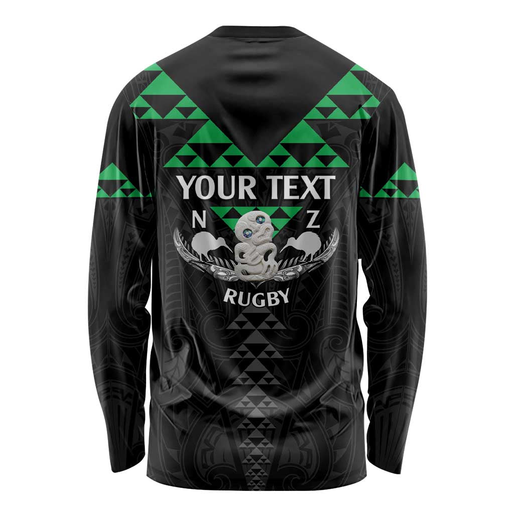 Personalised Aotearoa Rugby Long Sleeve Shirt New Zealand Maori Kete Matauranga Pattern - Vibe Hoodie Shop