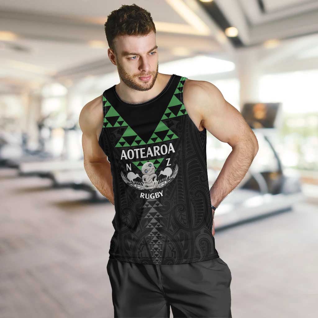Personalised Aotearoa Rugby Men Tank Top New Zealand Maori Kete Matauranga Pattern - Vibe Hoodie Shop