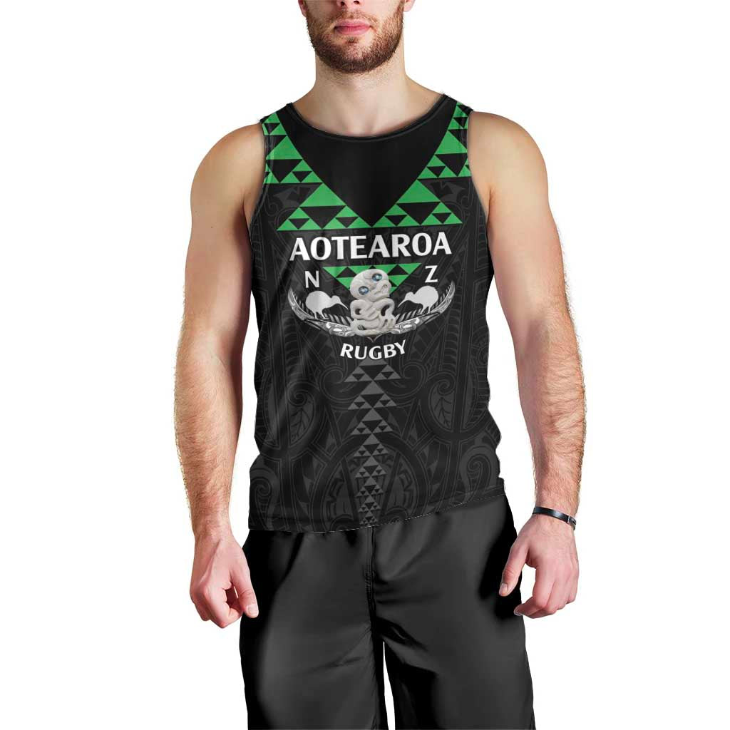 Personalised Aotearoa Rugby Men Tank Top New Zealand Maori Kete Matauranga Pattern - Vibe Hoodie Shop