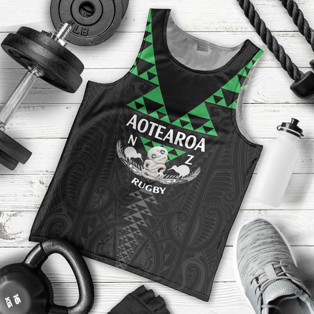 Personalised Aotearoa Rugby Men Tank Top New Zealand Maori Kete Matauranga Pattern - Vibe Hoodie Shop