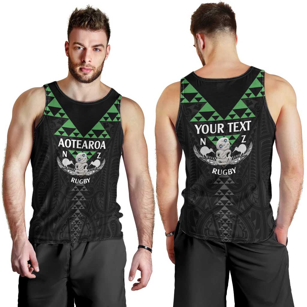 Personalised Aotearoa Rugby Men Tank Top New Zealand Maori Kete Matauranga Pattern - Vibe Hoodie Shop