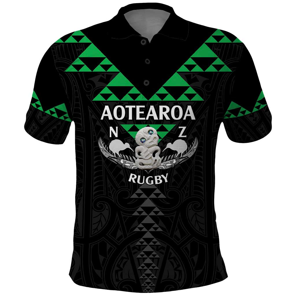 Personalised Aotearoa Rugby Polo Shirt New Zealand Maori Kete Matauranga Pattern - Vibe Hoodie Shop