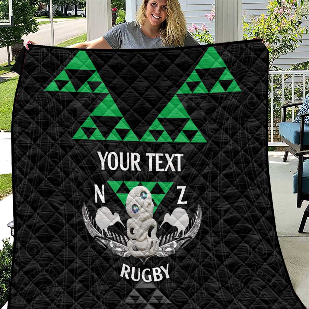 Personalised Aotearoa Rugby Quilt New Zealand Maori Kete Matauranga Pattern - Vibe Hoodie Shop