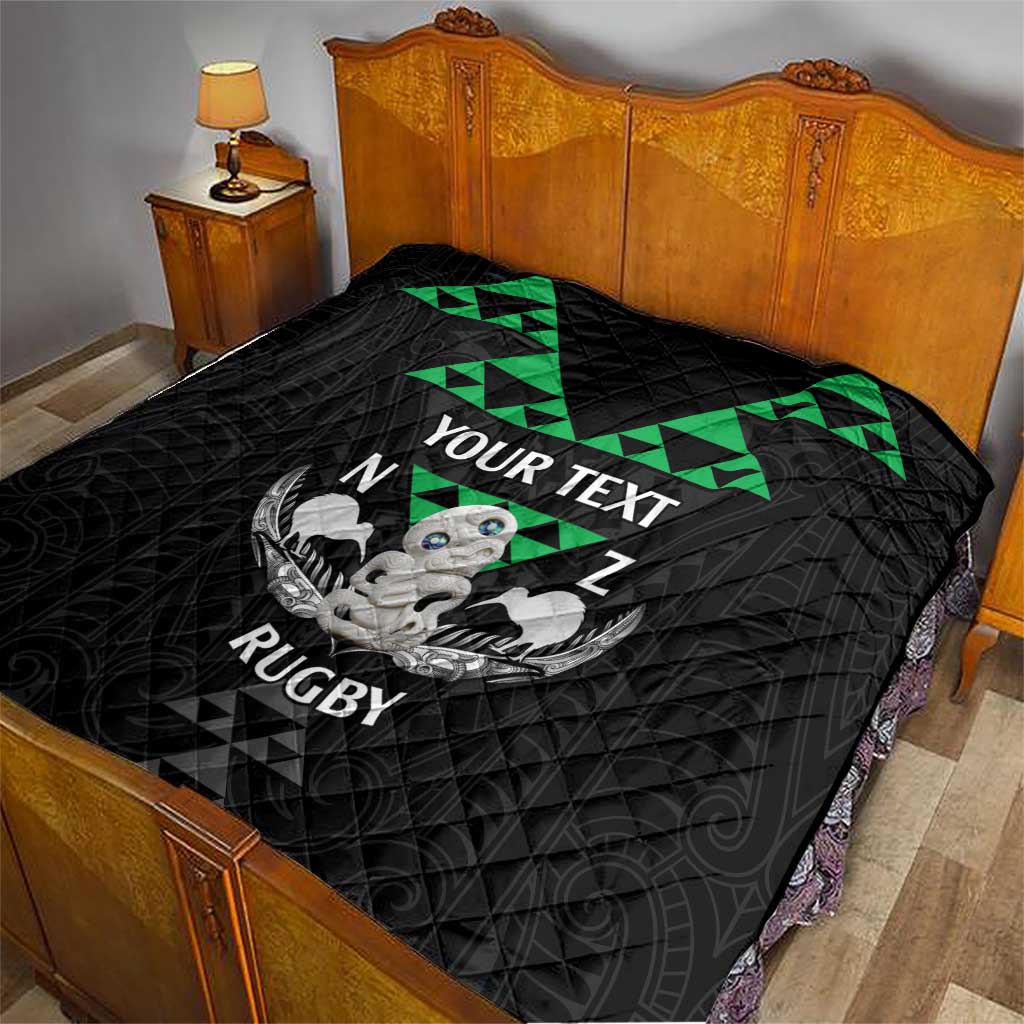 Personalised Aotearoa Rugby Quilt New Zealand Maori Kete Matauranga Pattern - Vibe Hoodie Shop