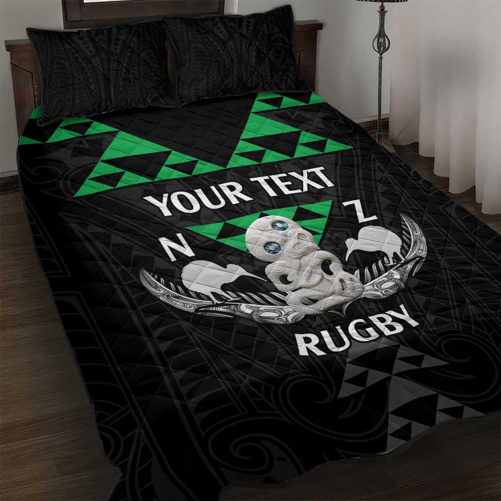 Personalised Aotearoa Rugby Quilt Bed Set New Zealand Maori Kete Matauranga Pattern - Vibe Hoodie Shop