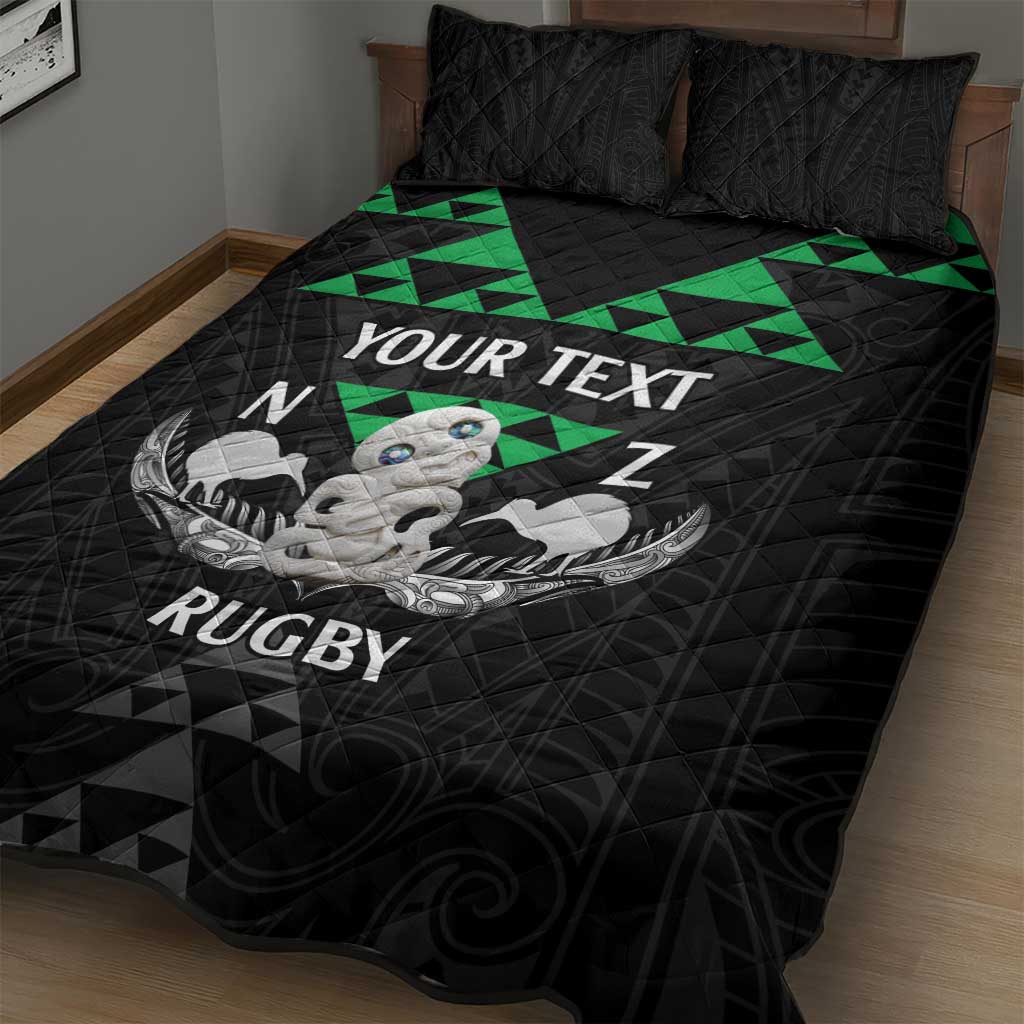 Personalised Aotearoa Rugby Quilt Bed Set New Zealand Maori Kete Matauranga Pattern - Vibe Hoodie Shop