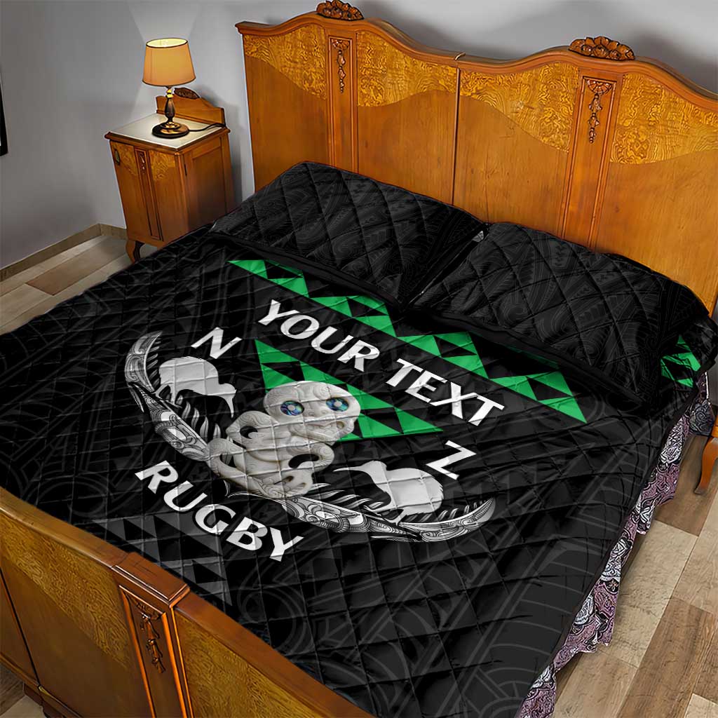 Personalised Aotearoa Rugby Quilt Bed Set New Zealand Maori Kete Matauranga Pattern - Vibe Hoodie Shop