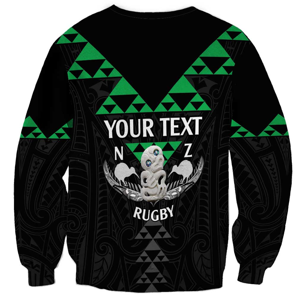 Personalised Aotearoa Rugby Sweatshirt New Zealand Maori Kete Matauranga Pattern - Vibe Hoodie Shop