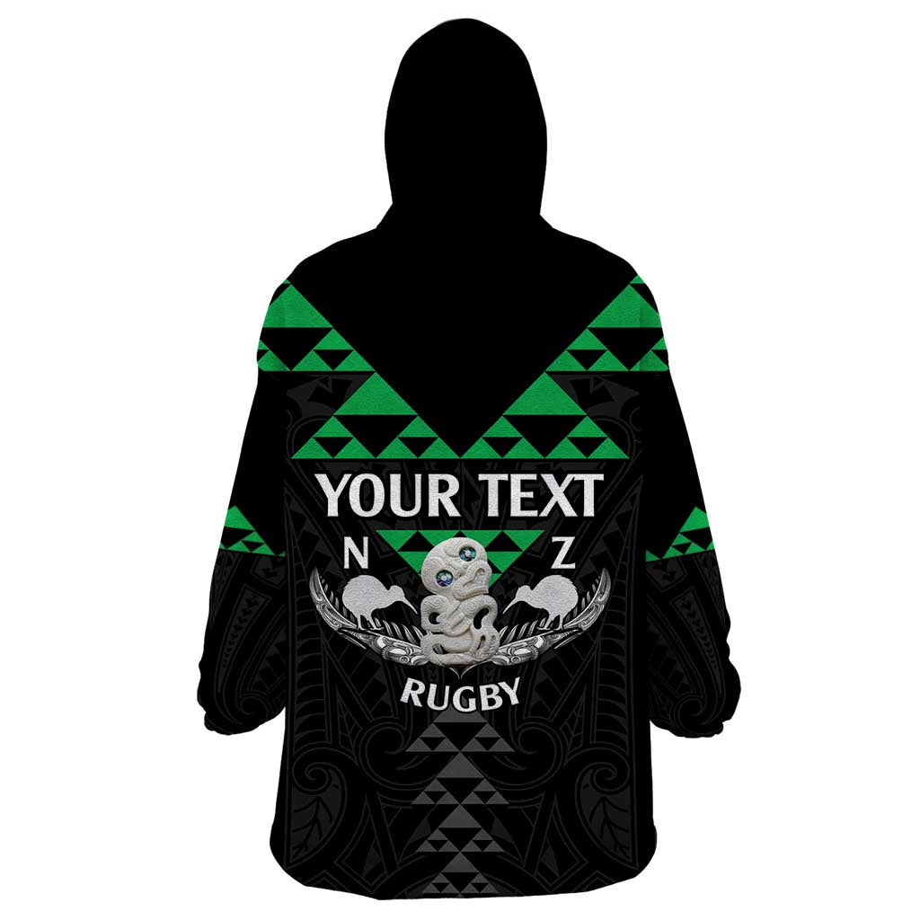 Personalised Aotearoa Rugby Wearable Blanket Hoodie New Zealand Maori Kete Matauranga Pattern - Vibe Hoodie Shop