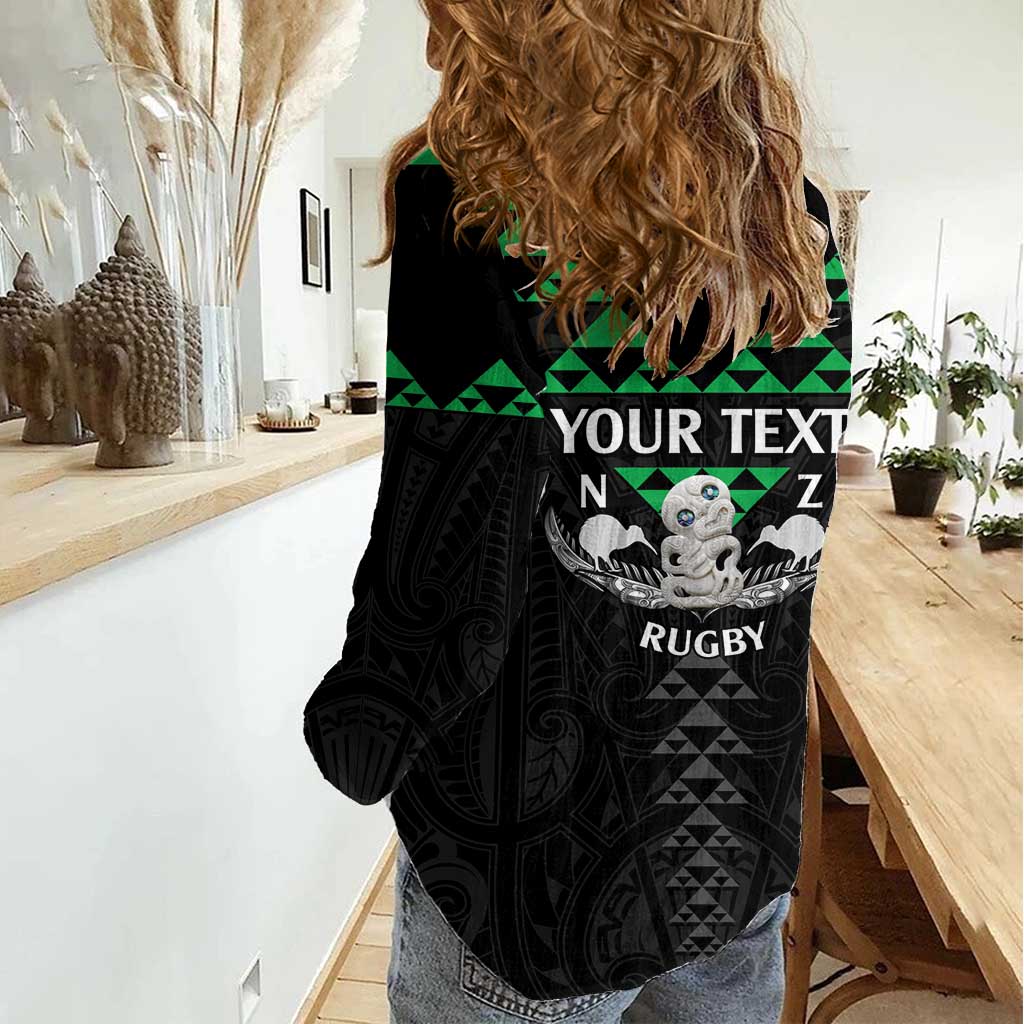 Personalised Aotearoa Rugby Women Casual Shirt New Zealand Maori Kete Matauranga Pattern - Vibe Hoodie Shop