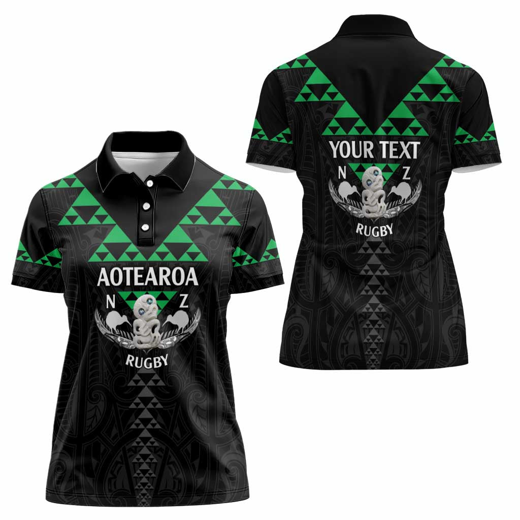 Personalised Aotearoa Rugby Women Polo Shirt New Zealand Maori Kete Matauranga Pattern - Vibe Hoodie Shop