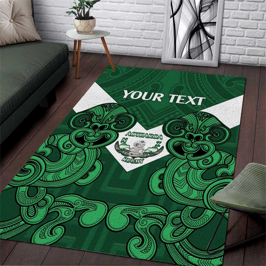 Custom Aotearoa Rugby Area Rug New Zealand Maori Kete Poutama Pattern - Vibe Hoodie Shop