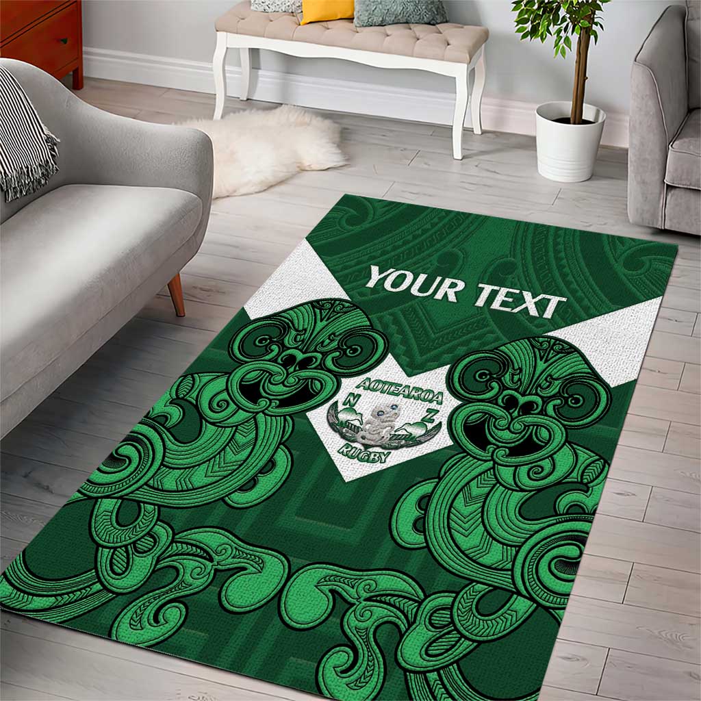 Custom Aotearoa Rugby Area Rug New Zealand Maori Kete Poutama Pattern - Vibe Hoodie Shop