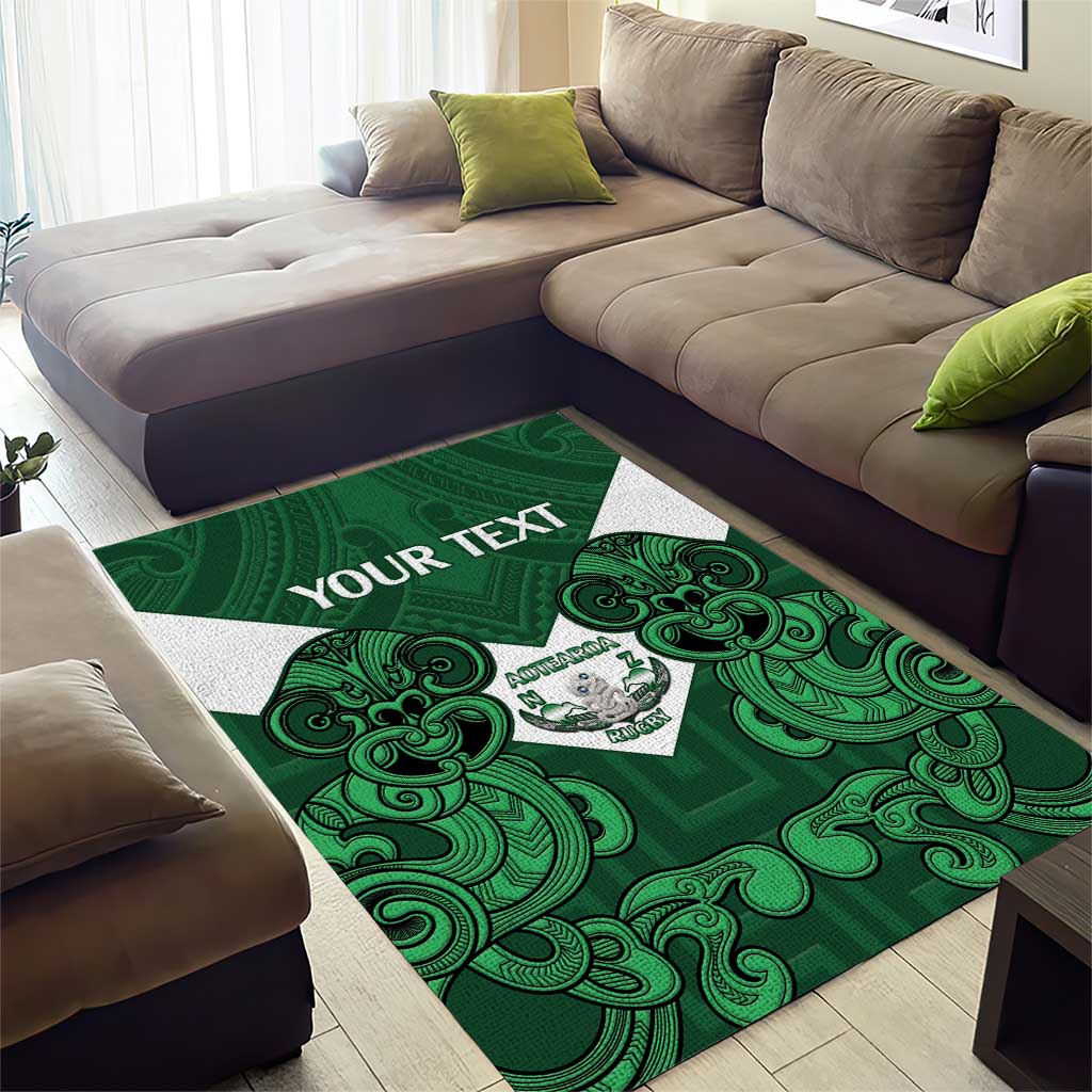 Custom Aotearoa Rugby Area Rug New Zealand Maori Kete Poutama Pattern - Vibe Hoodie Shop