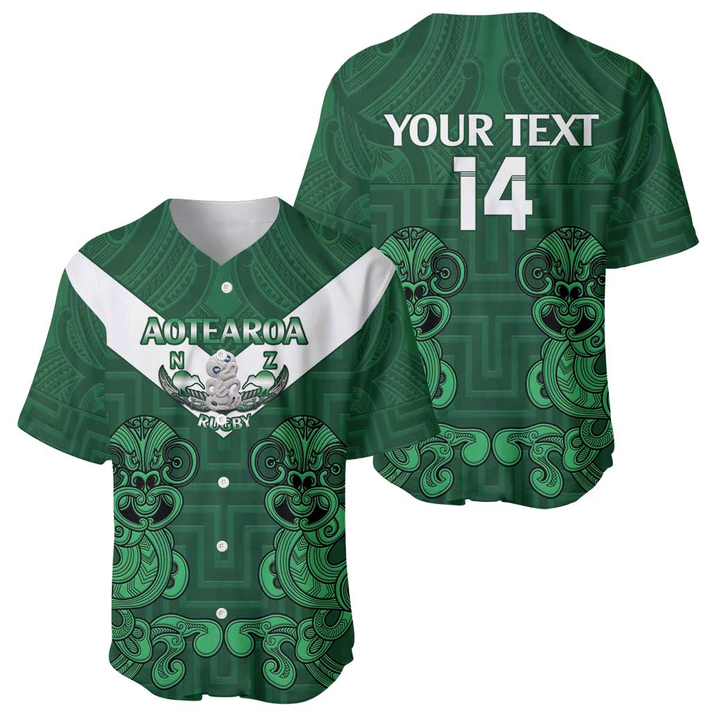 Custom Aotearoa Rugby Baseball Jersey New Zealand Maori Kete Poutama Pattern - Vibe Hoodie Shop