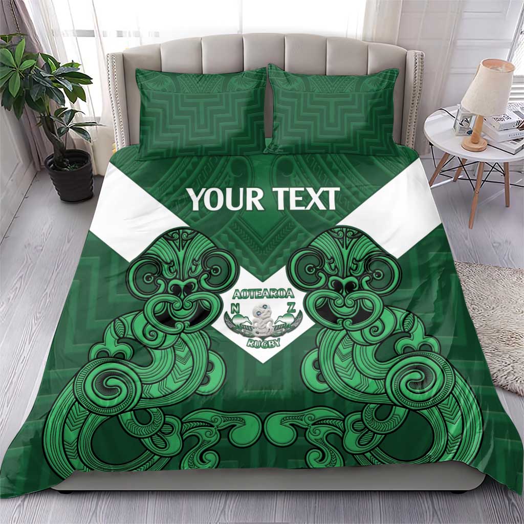 Custom Aotearoa Rugby Bedding Set New Zealand Maori Kete Poutama Pattern - Vibe Hoodie Shop