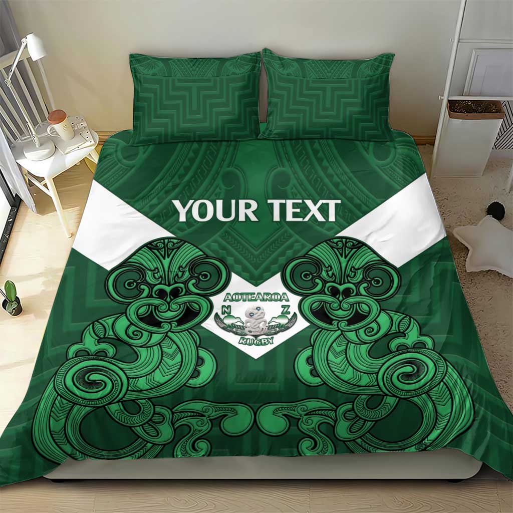 Custom Aotearoa Rugby Bedding Set New Zealand Maori Kete Poutama Pattern - Vibe Hoodie Shop