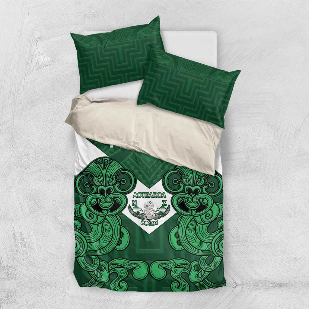 Custom Aotearoa Rugby Bedding Set New Zealand Maori Kete Poutama Pattern - Vibe Hoodie Shop