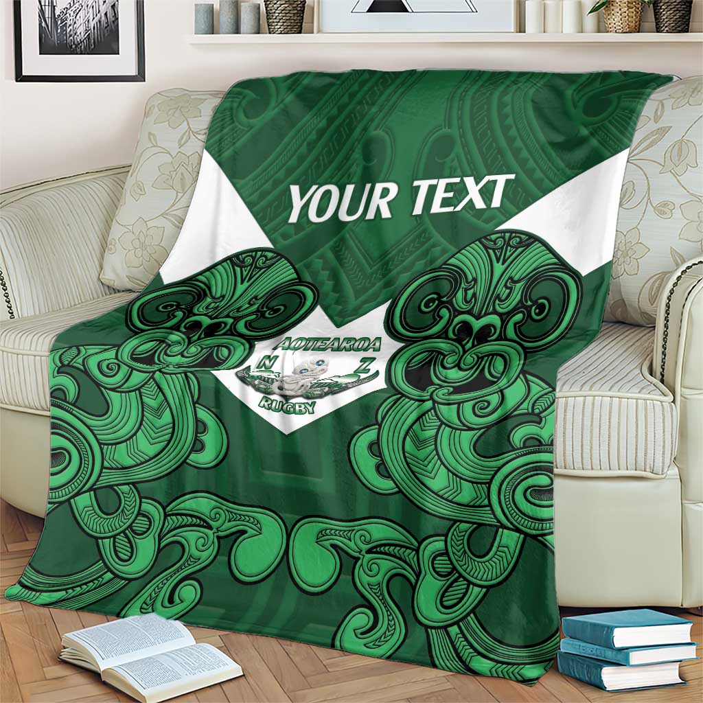 Custom Aotearoa Rugby Blanket New Zealand Maori Kete Poutama Pattern - Vibe Hoodie Shop