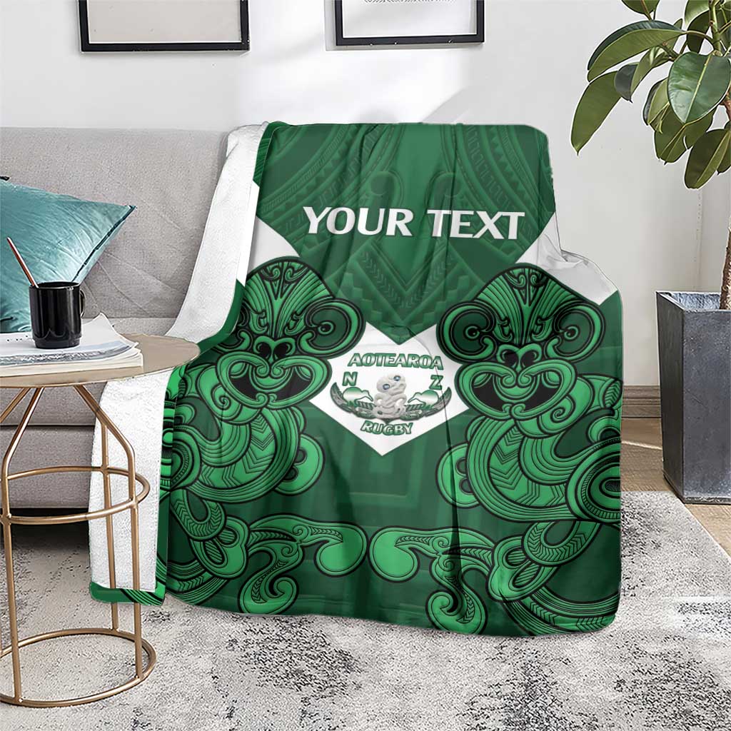 Custom Aotearoa Rugby Blanket New Zealand Maori Kete Poutama Pattern - Vibe Hoodie Shop