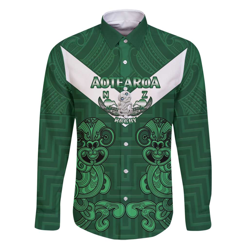 Custom Aotearoa Rugby Family Matching Mermaid Dress and Hawaiian Shirt New Zealand Maori Kete Poutama Pattern