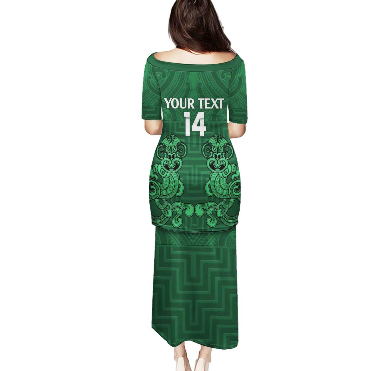 Custom Aotearoa Rugby Family Matching Puletasi and Hawaiian Shirt New Zealand Maori Kete Poutama Pattern