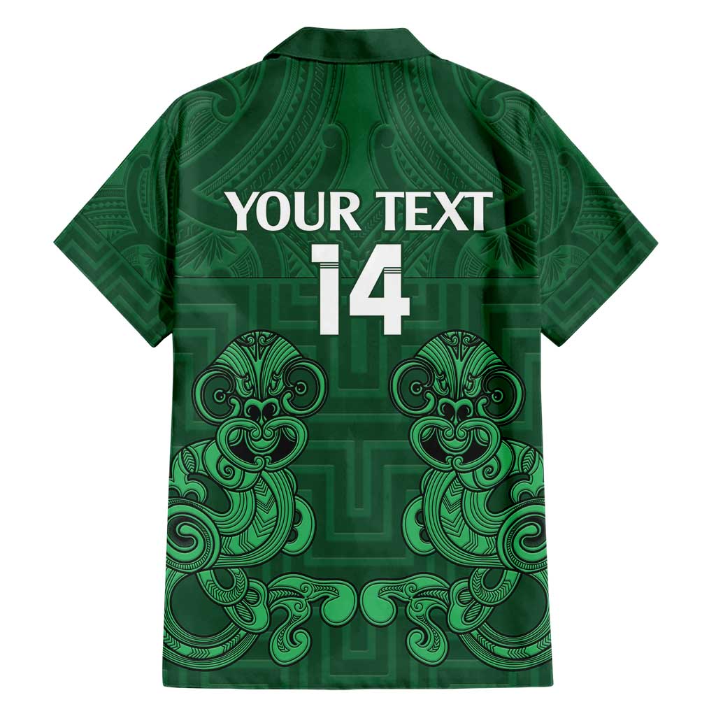 Custom Aotearoa Rugby Family Matching Short Sleeve Bodycon Dress and Hawaiian Shirt New Zealand Maori Kete Poutama Pattern