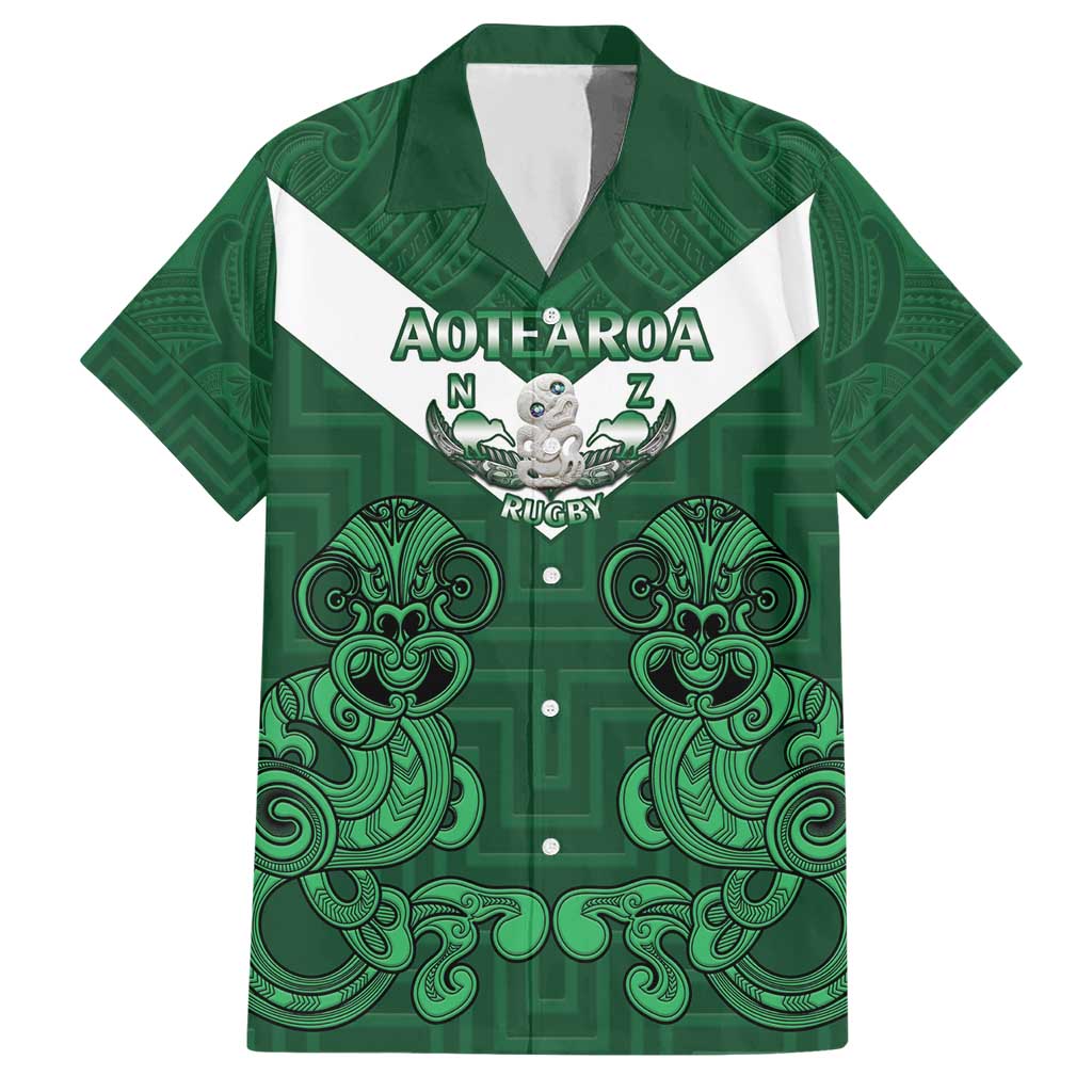 Custom Aotearoa Rugby Hawaiian Shirt New Zealand Maori Kete Poutama Pattern - Vibe Hoodie Shop