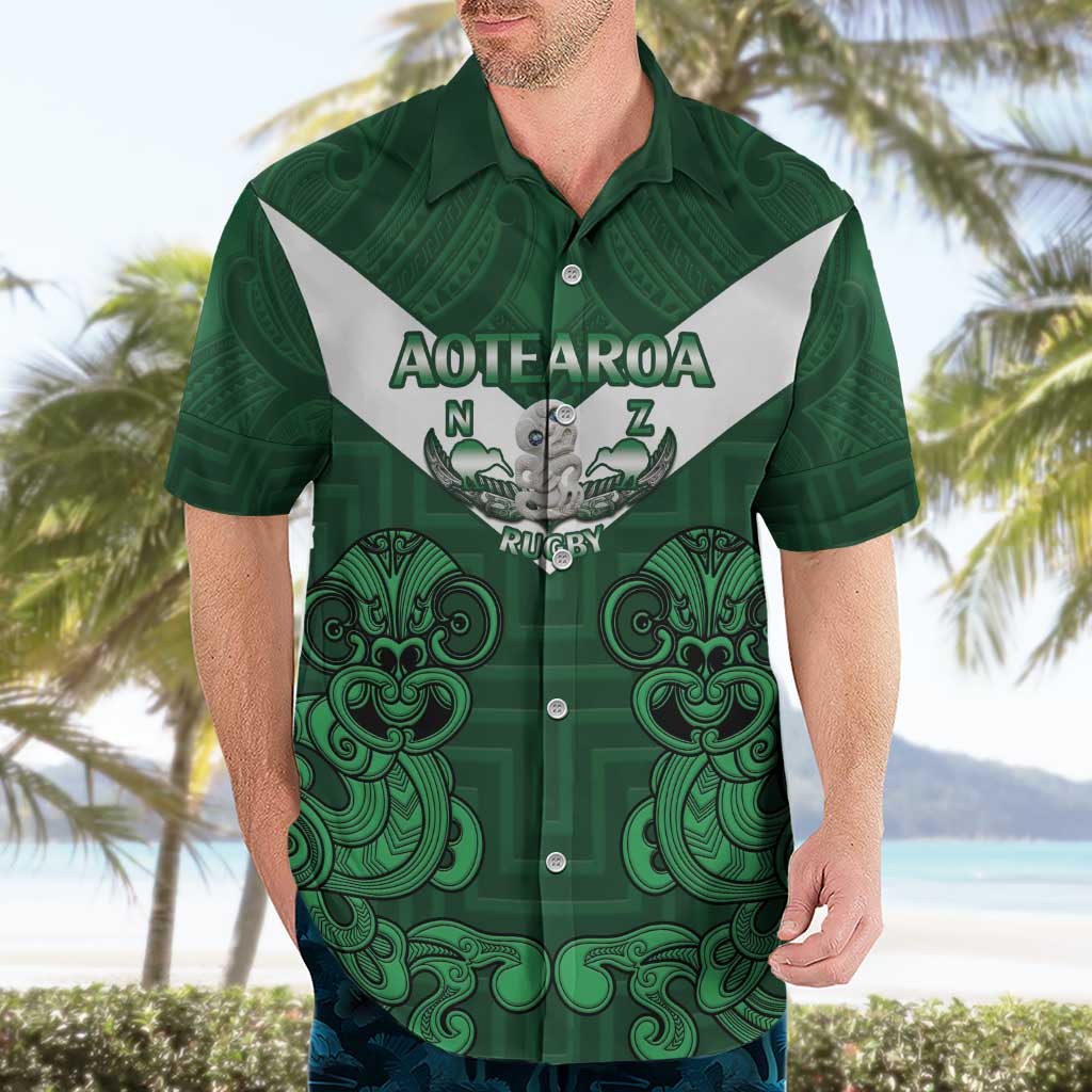 Custom Aotearoa Rugby Hawaiian Shirt New Zealand Maori Kete Poutama Pattern - Vibe Hoodie Shop