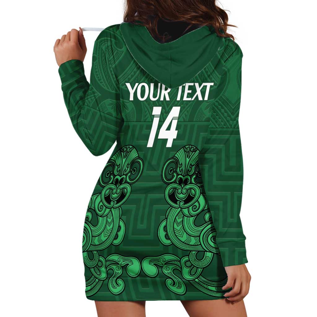 Custom Aotearoa Rugby Hoodie Dress New Zealand Maori Kete Poutama Pattern - Vibe Hoodie Shop